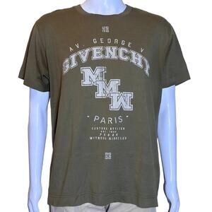 Givenchy Paris SS22 Witness Miracle Couture Atelier Logo Olive Shirt Men Medium